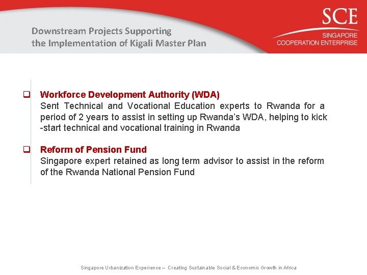 Downstream Projects Supporting the Implementation of Kigali Master Plan q Workforce Development Authority (WDA)