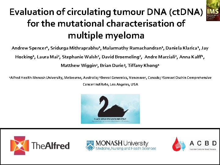 Evaluation of circulating tumour DNA (ct. DNA) for the mutational characterisation of multiple myeloma