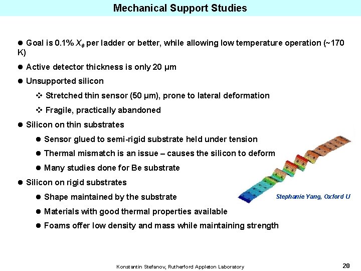 Mechanical Support Studies l Goal is 0. 1% X 0 per ladder or better,