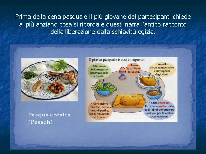 Prima della cena pasquale il più giovane dei partecipanti chiede al più anziano cosa