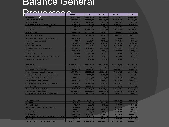 Balance General Proyectado 
