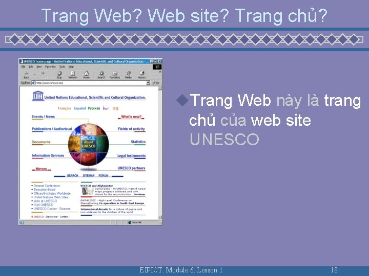 Trang Web? Web site? Trang chủ? u. Trang Web này là trang chủ của