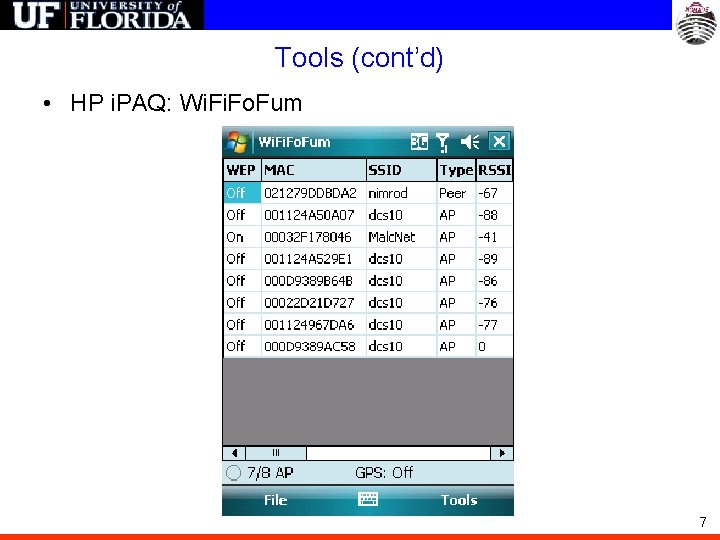 Tools (cont’d) • HP i. PAQ: Wi. Fo. Fum 7 