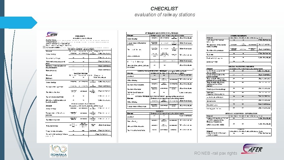 CHECKLIST evaluation of railway stations RO NEB -rail pax rights 