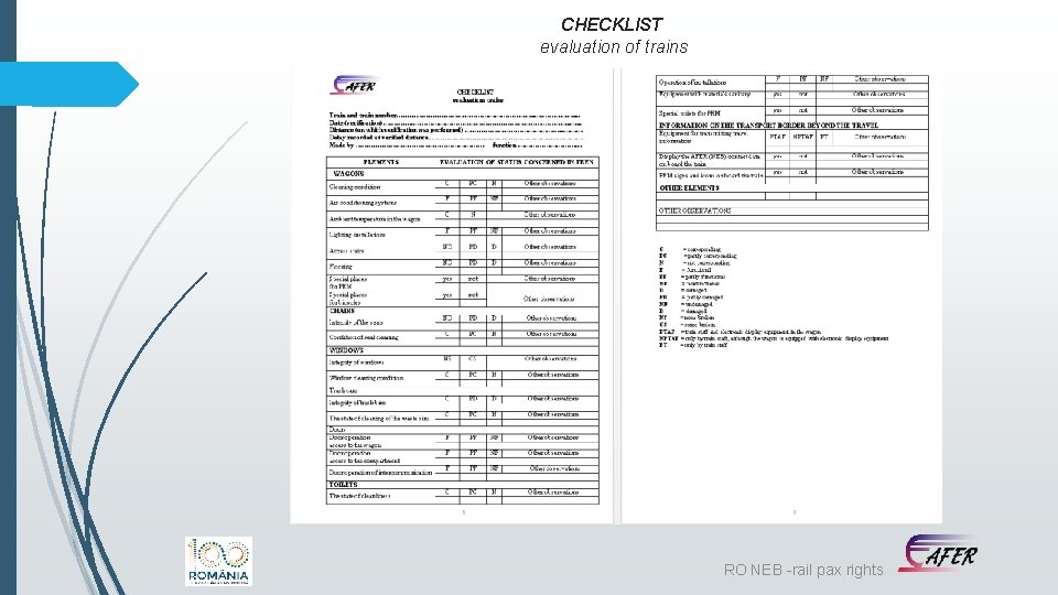 CHECKLIST evaluation of trains RO NEB -rail pax rights 
