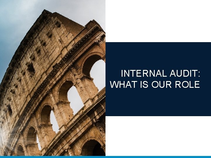 INTERNAL AUDIT: WHAT IS OUR ROLE 