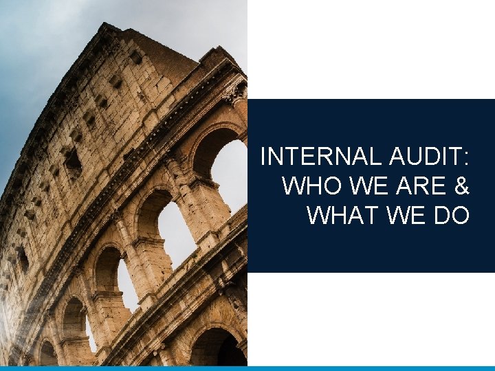 INTERNAL AUDIT: WHO WE ARE & WHAT WE DO 