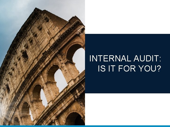 INTERNAL AUDIT: IS IT FOR YOU? 
