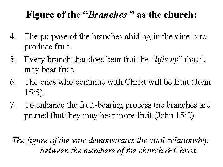 Figure of the “Branches ” as the church: 4. The purpose of the branches