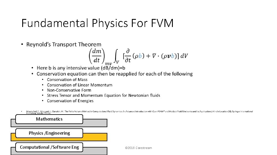 Fundamental Physics For FVM • Mathematics Physics /Engineering Computational /Software Eng © 2018 Carestream