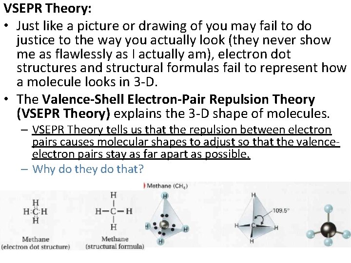 VSEPR Theory: • Just like a picture or drawing of you may fail to