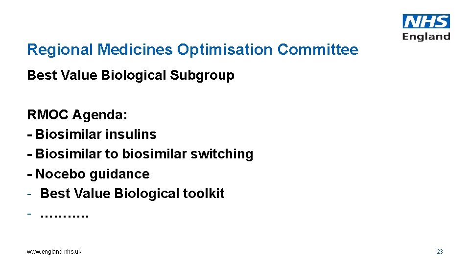 Regional Medicines Optimisation Committee Best Value Biological Subgroup RMOC Agenda: - Biosimilar insulins -