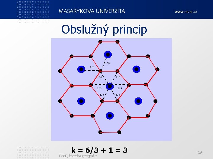 Obslužný princip k = 6/3 + 1 = 3 Ped. F, katedra geografie 19