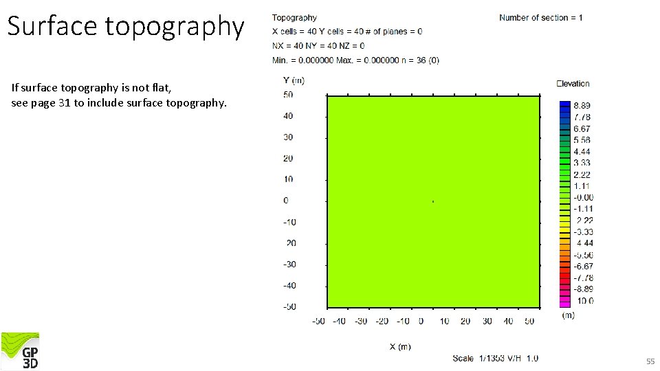 Surface topography If surface topography is not flat, see page 31 to include surface