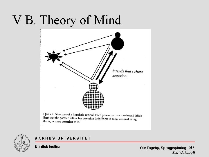 V B. Theory of Mind AARHUS UNIVERSITET Nordisk Institut Ole Togeby, Sprogpsykologi 97 Saa’