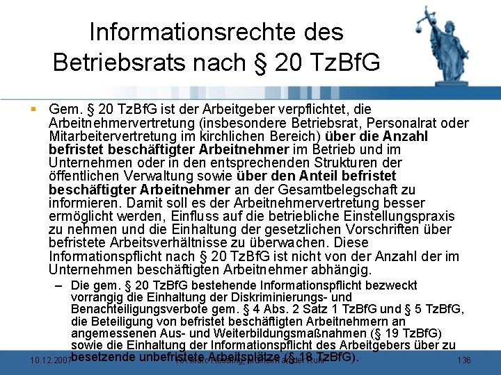 Informationsrechte des Betriebsrats nach § 20 Tz. Bf. G § Gem. § 20 Tz.