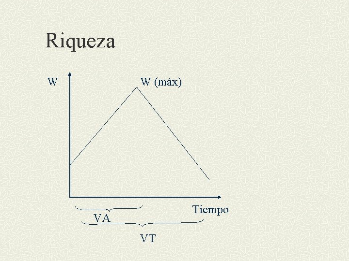 Riqueza W W (máx) Tiempo VA VT 