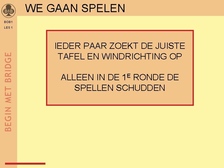 WE GAAN SPELEN BOB 1 LES 1 IEDER PAAR ZOEKT DE JUISTE TAFEL EN