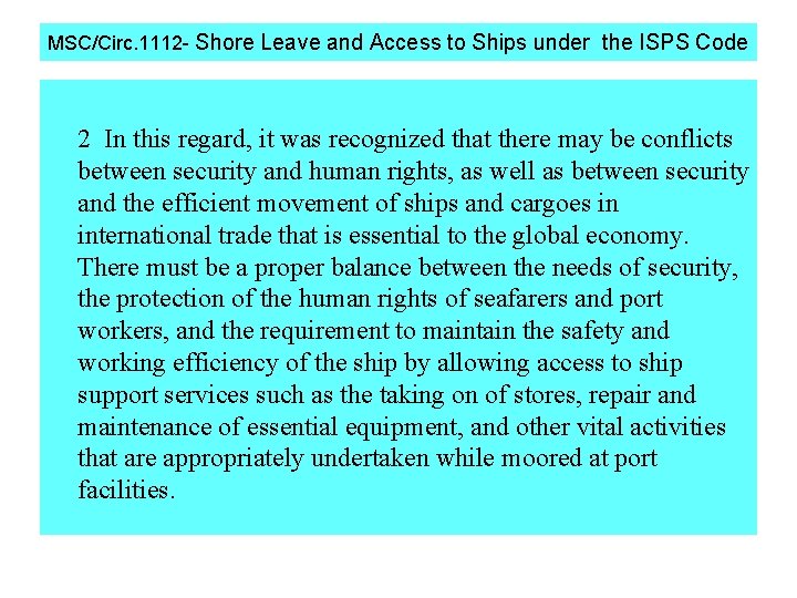 MSC/Circ. 1112 - Shore Leave and Access to Ships under the ISPS Code 2