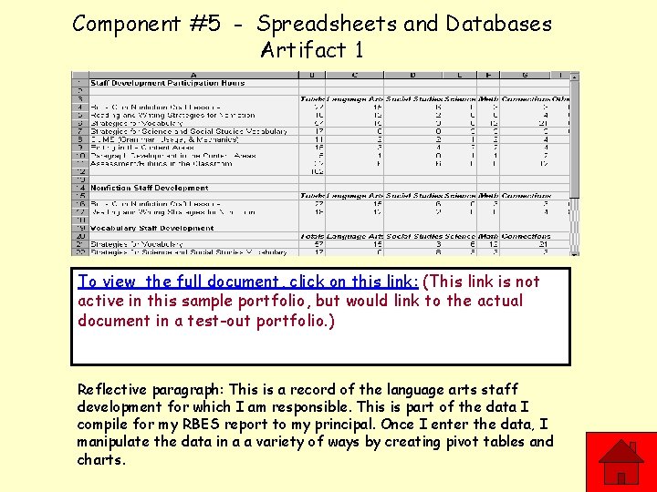 Component #5 - Spreadsheets and Databases Artifact 1 To view the full document, click