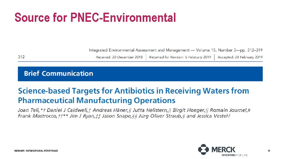 Source for PNEC-Environmental WEBINAR: ANTIMICROBIAL RESISTANCE 10 