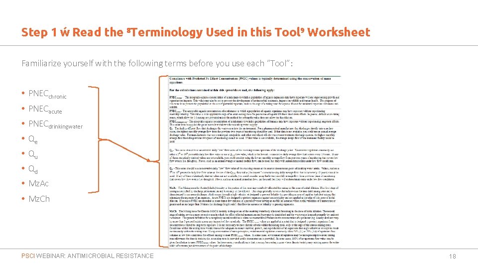 Step 1 – Read the “Terminology Used in this Tool” Worksheet Familiarize yourself with