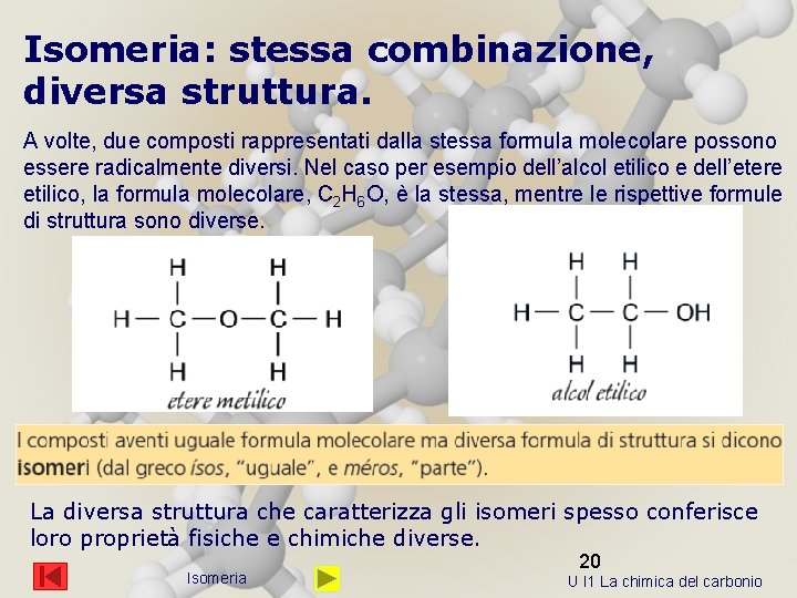 Isomeria: stessa combinazione, diversa struttura. A volte, due composti rappresentati dalla stessa formula molecolare