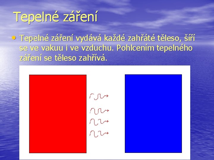 Tepelné záření • Tepelné záření vydává každé zahřáté těleso, šíří se ve vakuu i