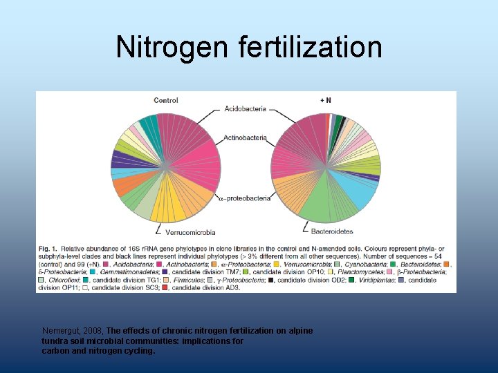 Nitrogen fertilization Nemergut, 2008, The effects of chronic nitrogen fertilization on alpine tundra soil