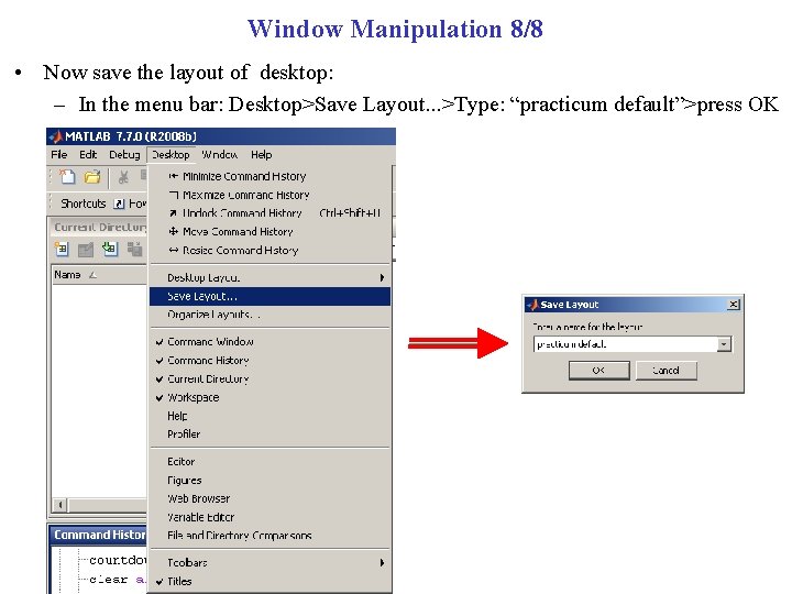 Window Manipulation 8/8 • Now save the layout of desktop: – In the menu