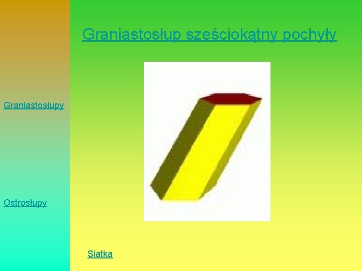 Graniastosłup sześciokątny pochyły Graniastosłupy Ostrosłupy Siatka 