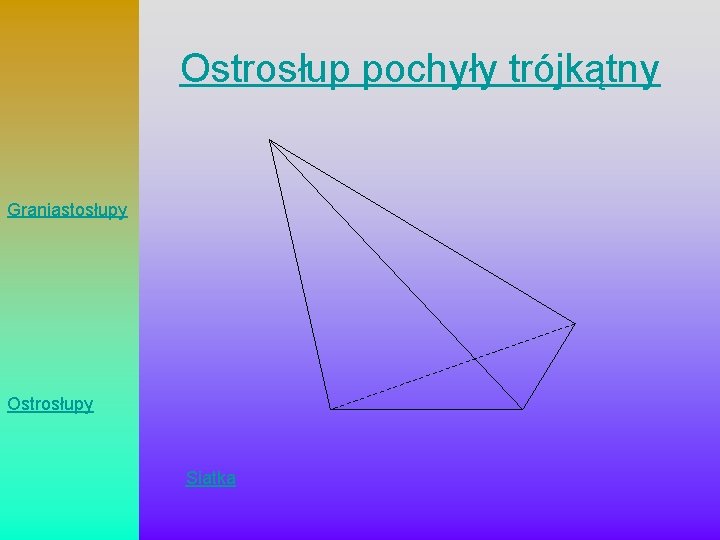 Ostrosłup pochyły trójkątny Graniastosłupy Ostrosłupy Siatka 