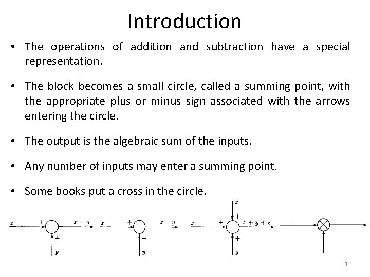 Introduction • The operations of addition and subtraction have a special representation. • The