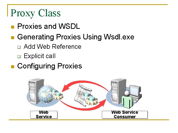 Proxy Class n n Proxies and WSDL Generating Proxies Using Wsdl. exe q q