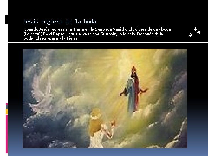 Jesús regresa de la boda Cuando Jesús regresa a la Tierra en la Segunda