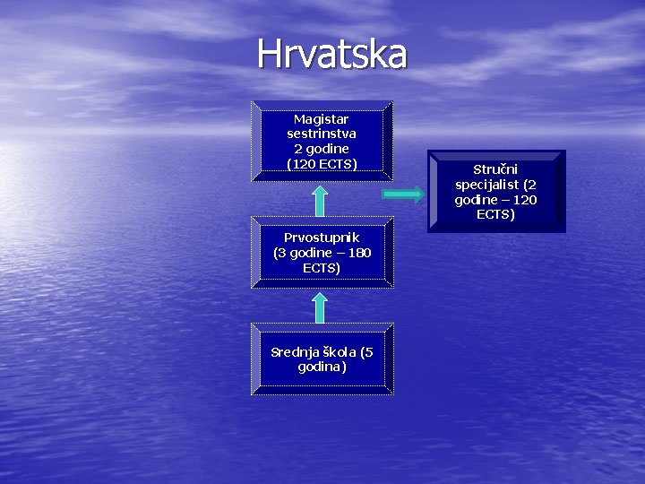 Hrvatska Magistar sestrinstva 2 godine (120 ECTS) Prvostupnik (3 godine – 180 ECTS) Srednja