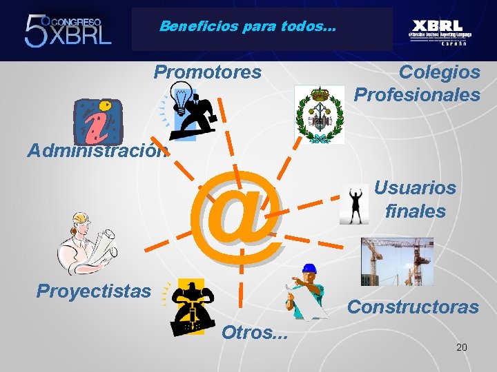 Beneficios para todos… Promotores Administración @ Proyectistas Colegios Profesionales Usuarios finales Constructoras Otros. .