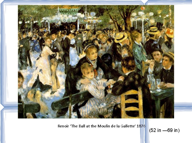 Renoir ‘The Ball at the Moulin de la Gallette’ 1876 (52 in — 69