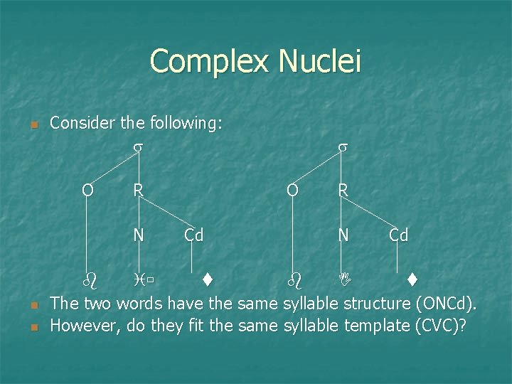 Complex Nuclei Consider the following: O R N O Cd R N Cd The