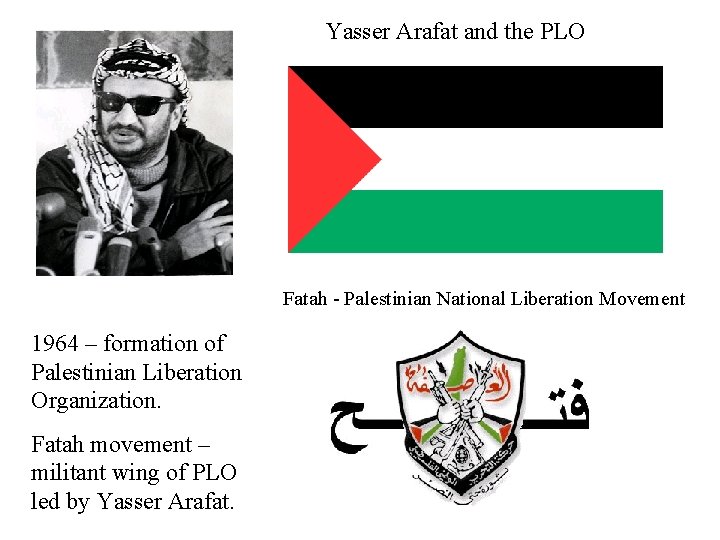 Yasser Arafat and the PLO Fatah - Palestinian National Liberation Movement 1964 – formation