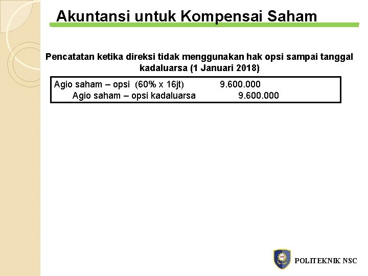 Akuntansi untuk Kompensai Saham Pencatatan ketika direksi tidak menggunakan hak opsi sampai tanggal kadaluarsa