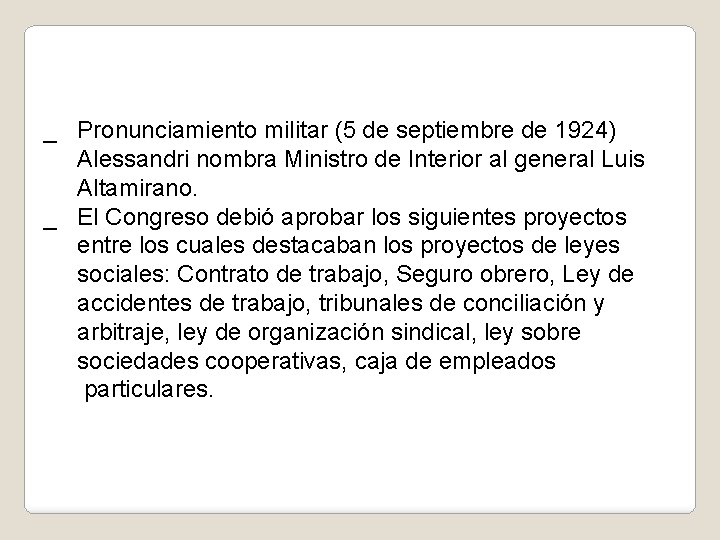 _ Pronunciamiento militar (5 de septiembre de 1924) Alessandri nombra Ministro de Interior al