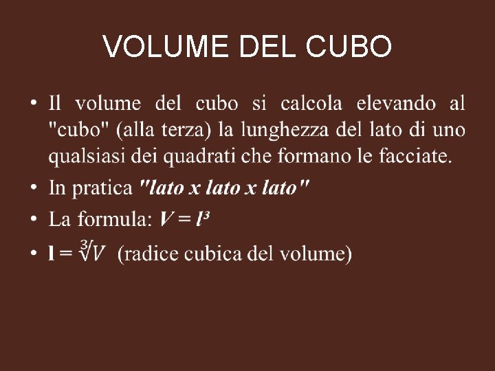 VOLUME DEL CUBO • 
