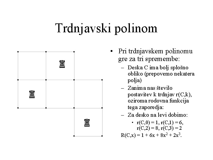 Trdnjavski polinom • Pri trdnjavskem polinomu gre za tri spremembe: ♜ ♜ ♜ –