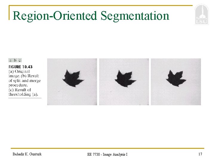 Region-Oriented Segmentation Bahadir K. Gunturk EE 7730 - Image Analysis I 17 