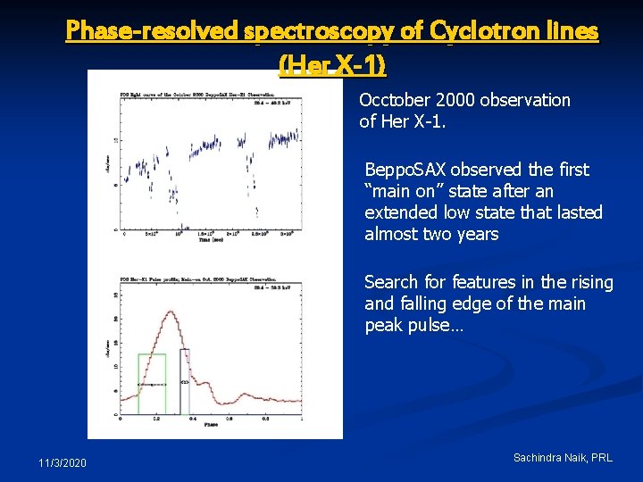 Phase-resolved spectroscopy of Cyclotron lines (Her X-1) Occtober 2000 observation of Her X-1. Beppo.