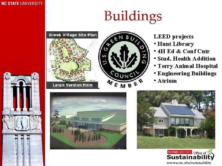 Buildings LEED projects • Hunt Library • 4 H Ed & Conf Cntr •