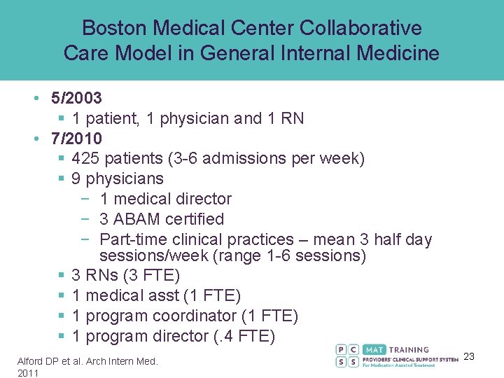 Boston Medical Center Collaborative Care Model in General Internal Medicine • 5/2003 § 1