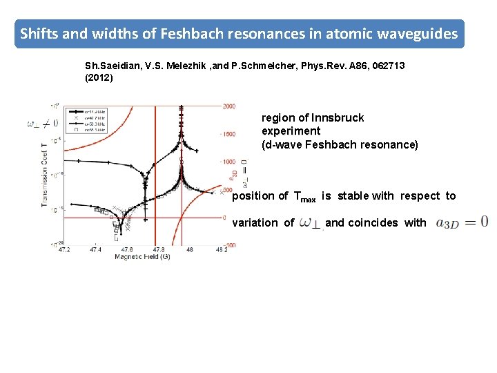 Shifts and tensorial widths ofstructure Feshbachofresonances in atomic waveguides the interatomic interaction V(r) Sh.