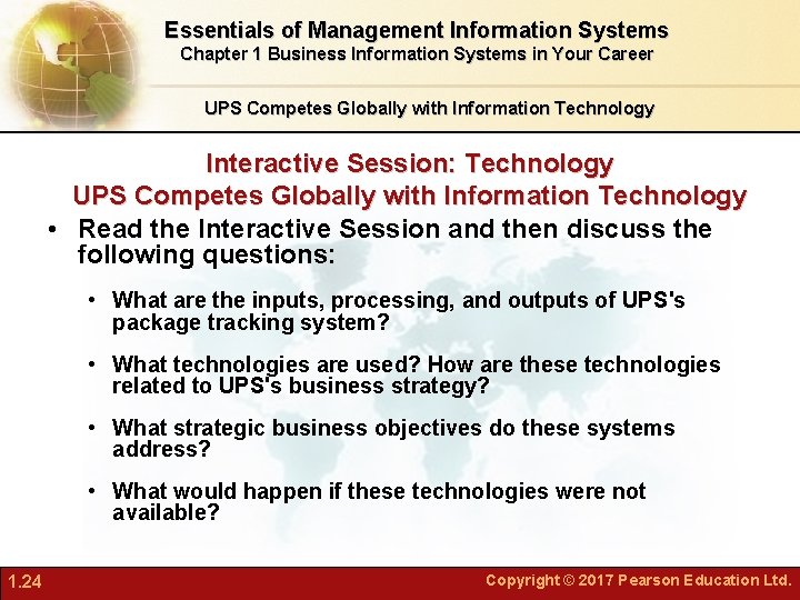 Essentials of Management Information Systems Chapter 1 Business Information Systems in Your Career UPS Essentials of Management Information Systems Chapter 1 Business Information Systems in Your Career UPS